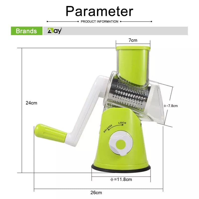 Vegetable Drum Slicer – Rotary Grater & Cutter