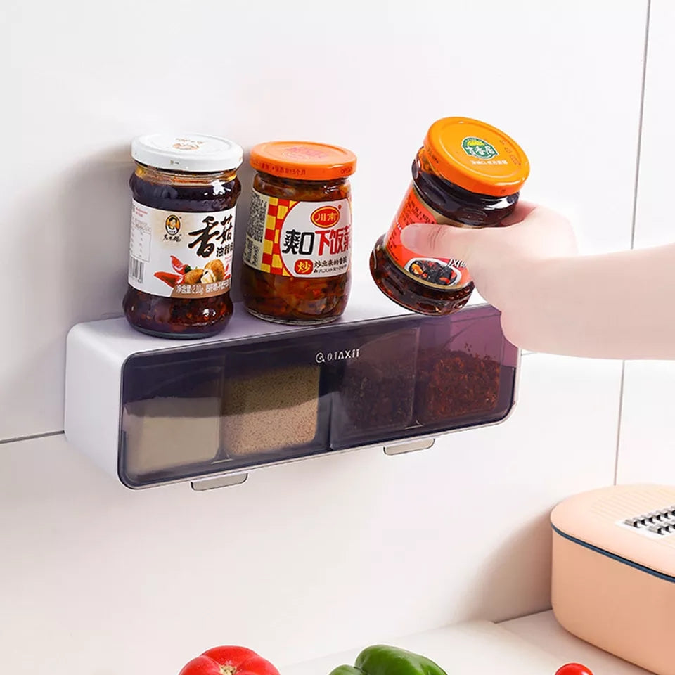 Wall Mounted Seasoning Box – Punch-Free Kitchen Organizer