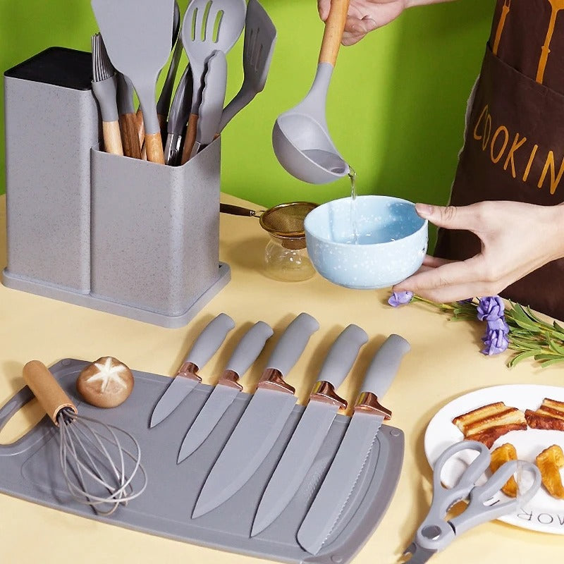 Kitchen Utensils Set (19 pcs) with Knife Block