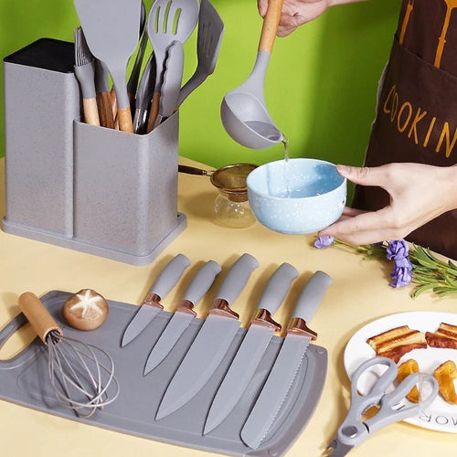 Kitchen Utensils Set (19 pcs) with Knife Block