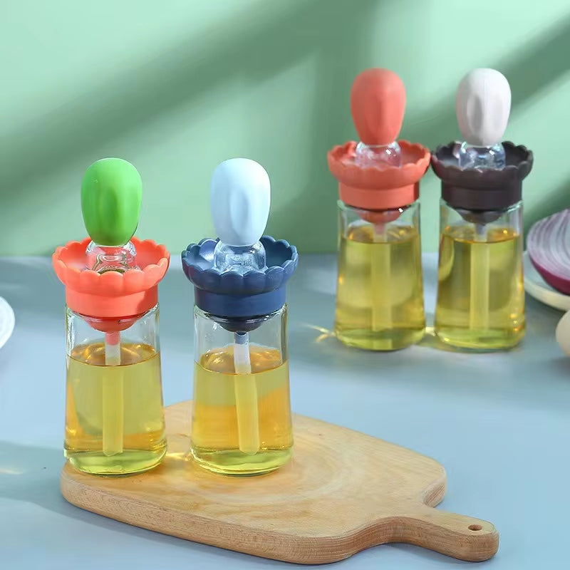 Oil Dispenser Bottle with Silicone Brush – Multi-Functional Kitchen Tool