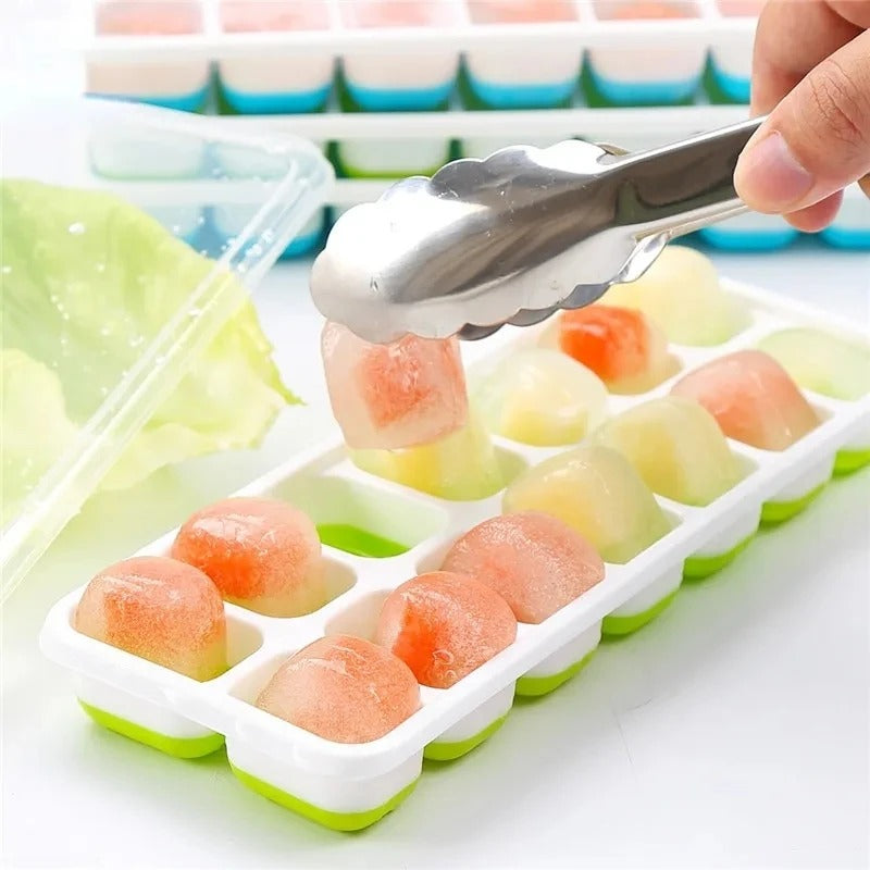 Ice Cube Tray (14 Grid) – Silicone with Lid