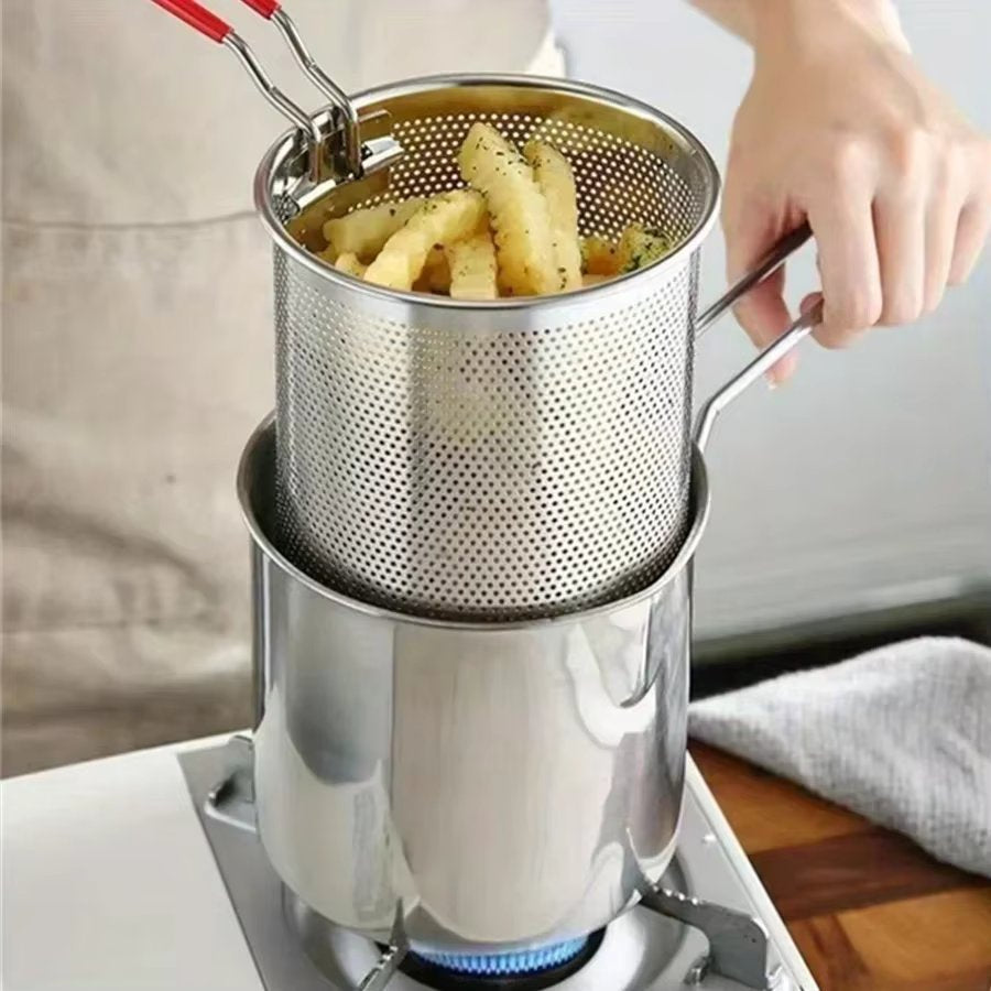 Mini Deep Fryer Pot with Basket – Stainless Steel Oil Fryer 1200ml