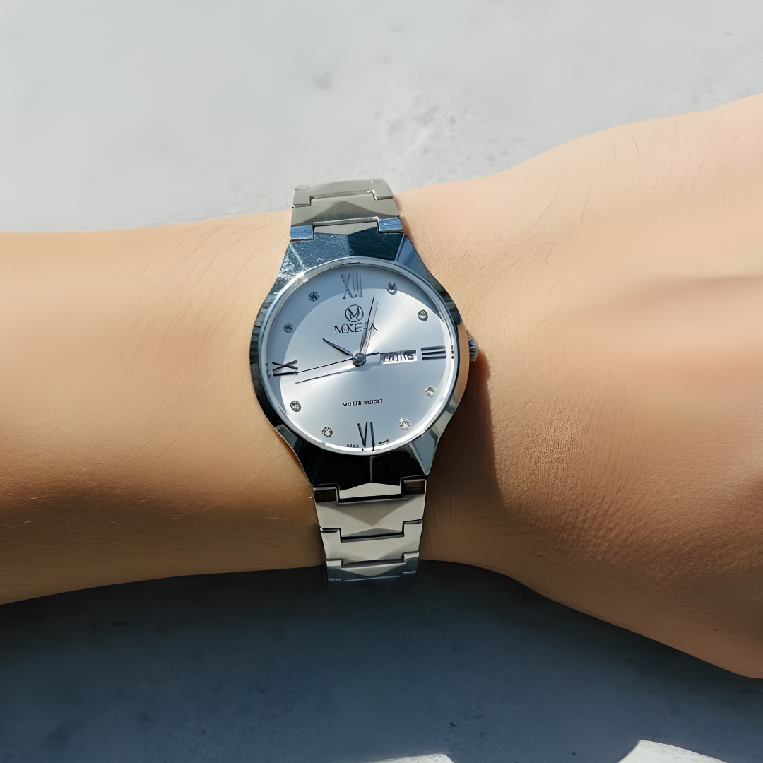 Velaro Luxury Quartz Watch – Stainless Steel Strap, Day-Date Display