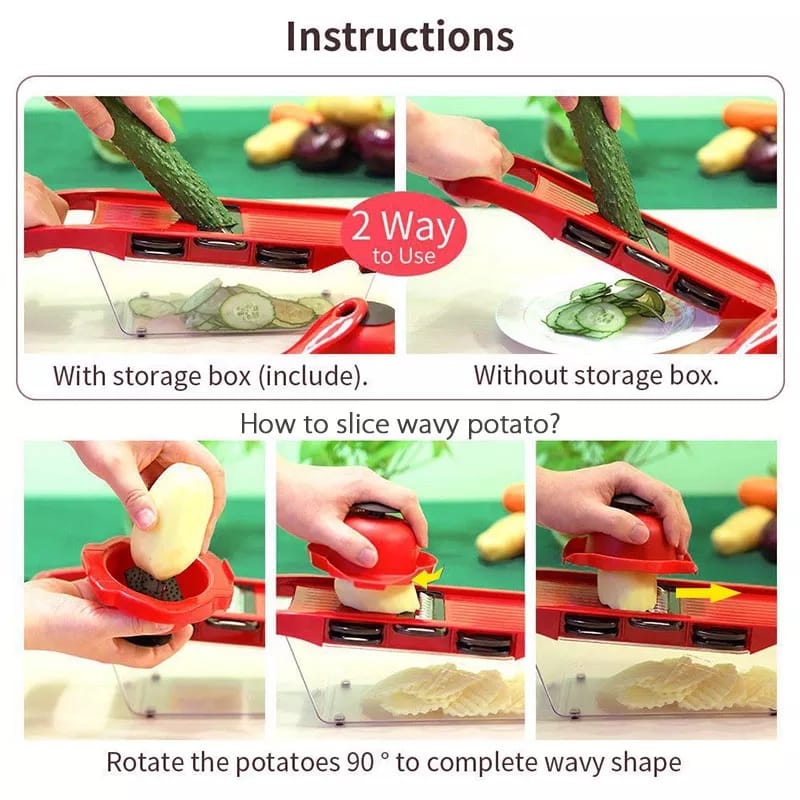 Mandoline Slicer (6-in-1) – Vegetable Grater & Cutter
