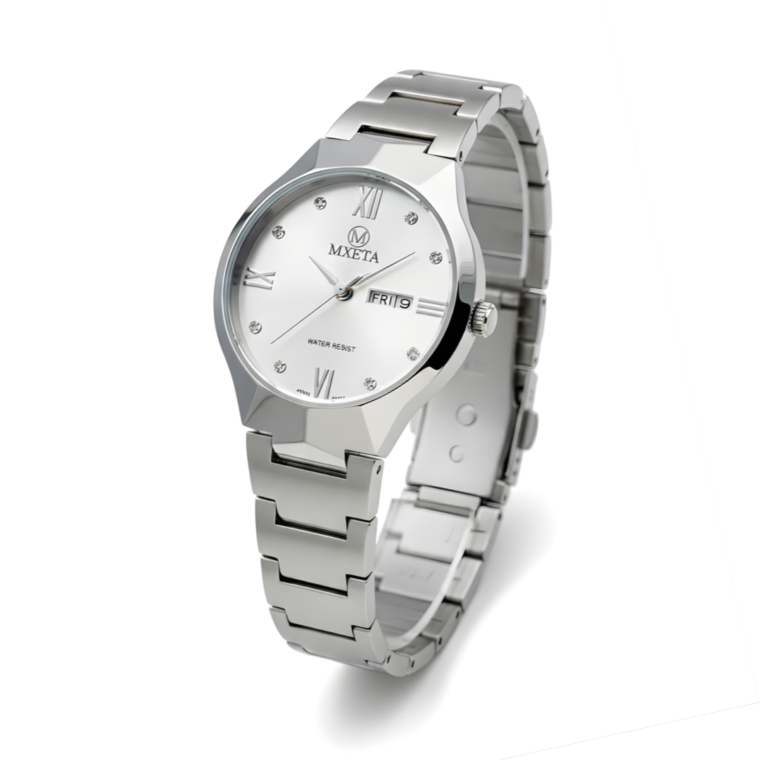 Velaro Luxury Quartz Watch – Stainless Steel Strap, Day-Date Display