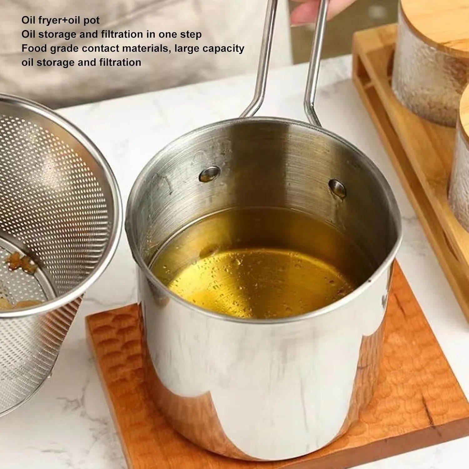 Mini Deep Fryer Pot with Basket – Stainless Steel Oil Fryer 1200ml