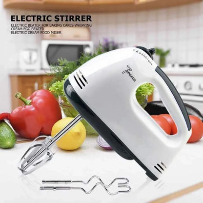 7 Speed Electric Hand Mixer with Chrome Beaters & Dough Hooks