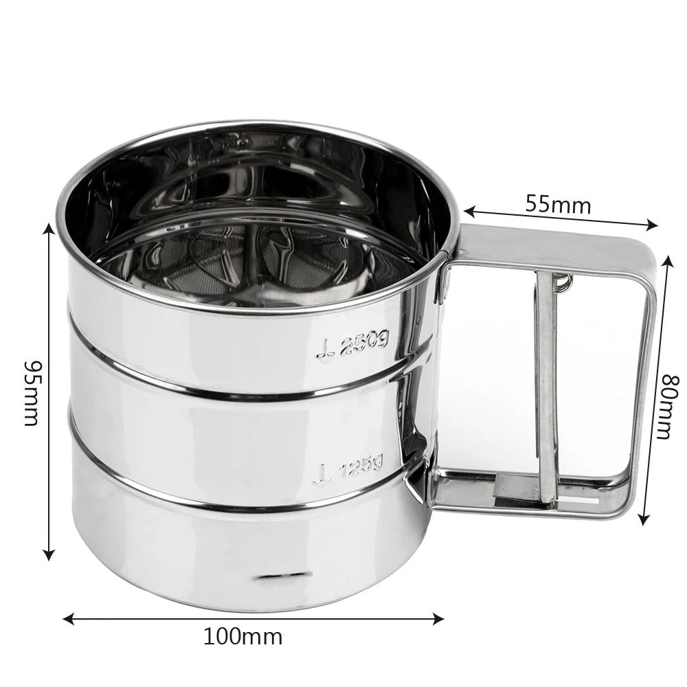 Stainless Steel Flour Sieve Cup – Handheld Baking Strainer