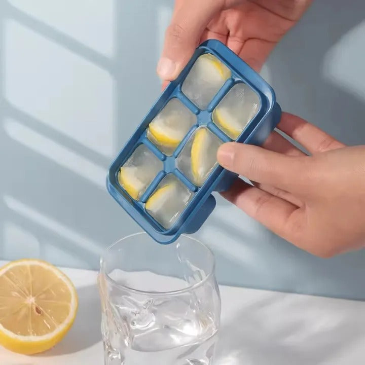 6-Grid Silicone Ice Cube Trays with Lids – Reusable Freezer Molds