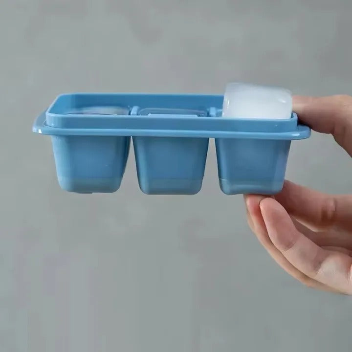 6-Grid Silicone Ice Cube Trays with Lids – Reusable Freezer Molds