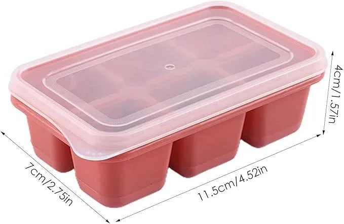 6-Grid Silicone Ice Cube Trays with Lids – Reusable Freezer Molds