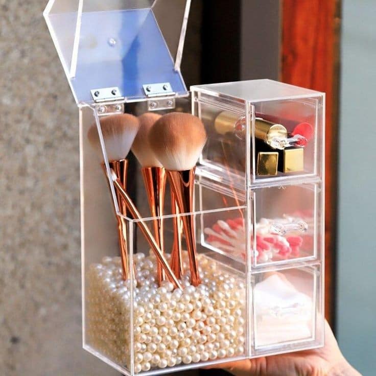 Makeup Brush Organizer – Acrylic with Drawer