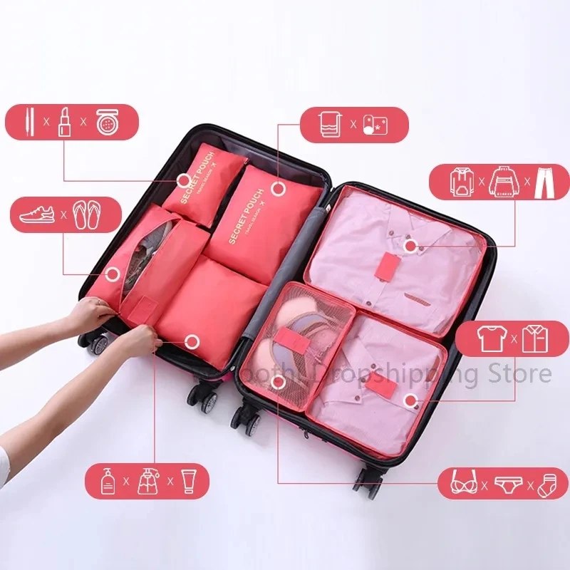 Travel Bag Set (6 pcs) – Waterproof Packing Organizers
