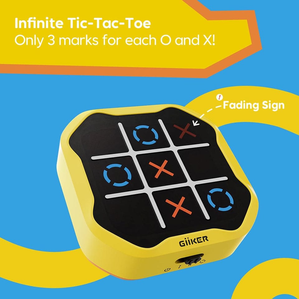 Tic Tac Toe Electric Game – AI Smart Opponent, 2-Player Mode, Memory Flash & Whack-a-Mole Brain Training Game for Kids & Adults