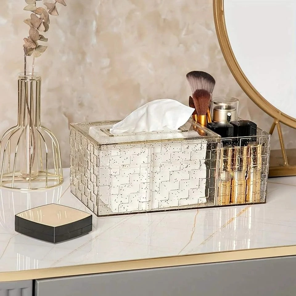 Tissue Box – Luxury Acrylic Holder with Compartment