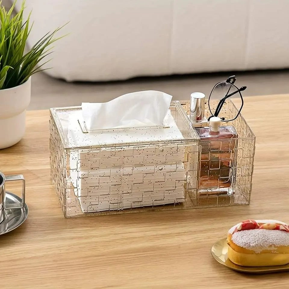 Tissue Box – Luxury Acrylic Holder with Compartment