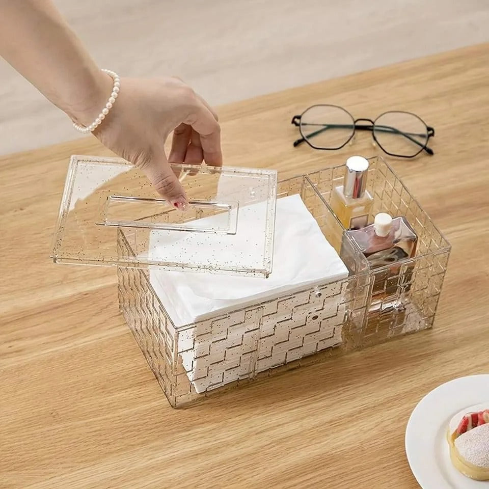 Tissue Box – Luxury Acrylic Holder with Compartment