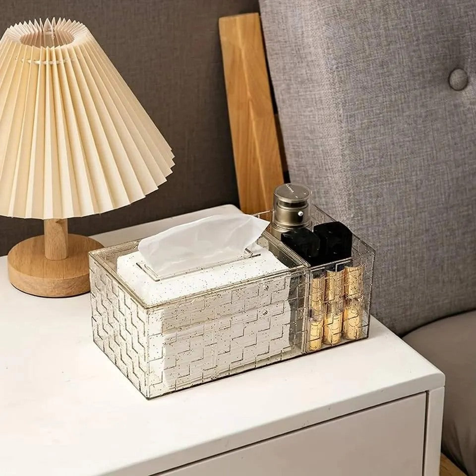 Tissue Box – Luxury Acrylic Holder with Compartment