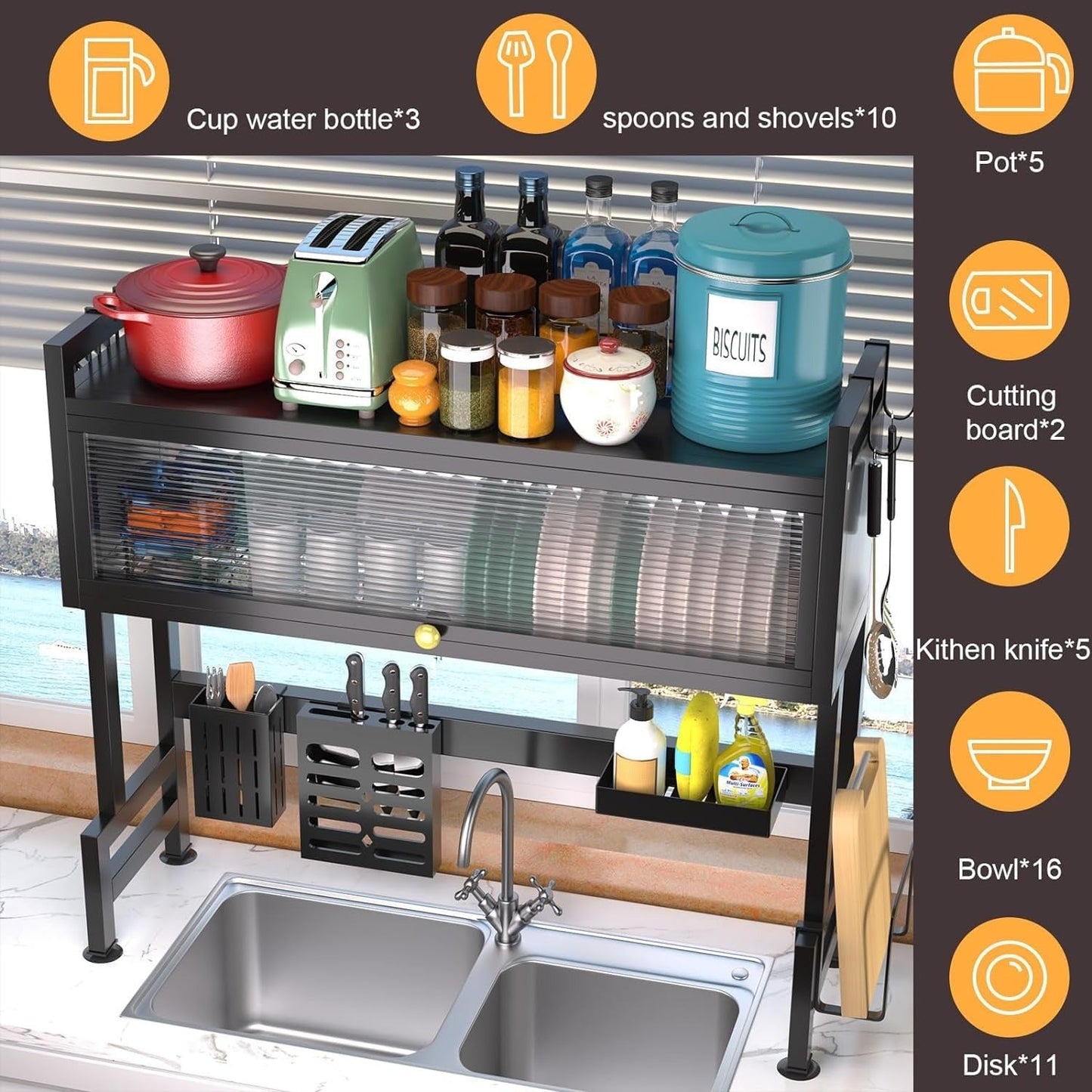 Over-Sink Cabinet Rack – Multi-Functional Kitchen Organizer