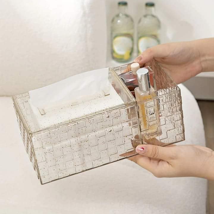 Tissue Box – Luxury Acrylic Holder with Compartment