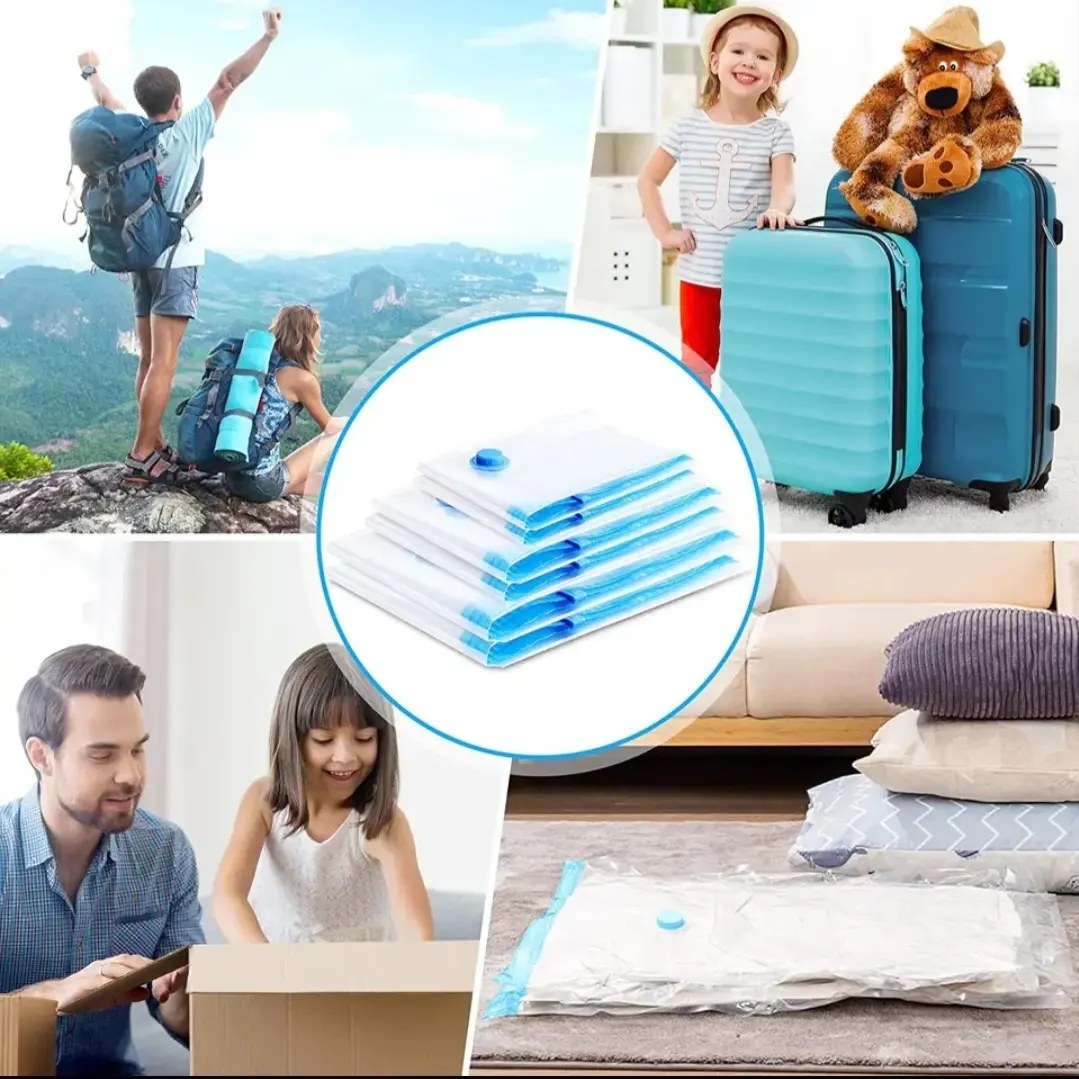 Vacuum Storage Bags (5 pcs + Pump) – Space Saver