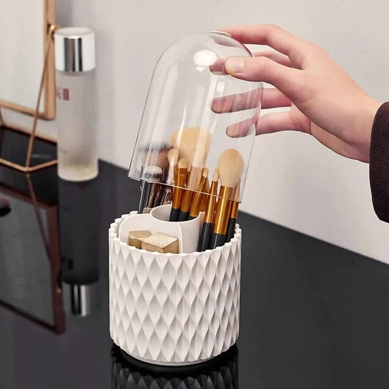 Makeup Brush Holder – Sleek 360° Spinning Stand