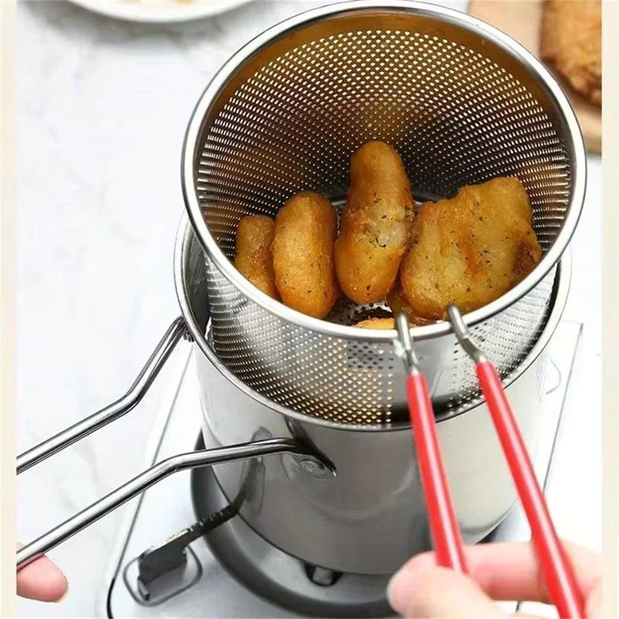 Mini Deep Fryer Pot with Basket – Stainless Steel Oil Fryer 1200ml