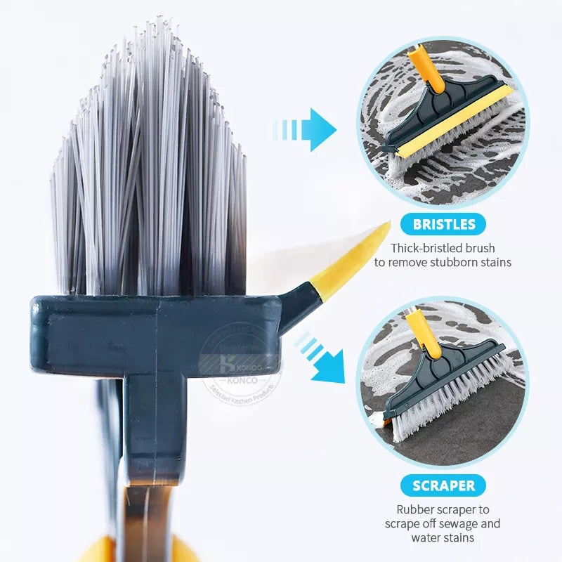 Floor Scrub Brush (2-in-1) – Rotating Long Handle Cleaner