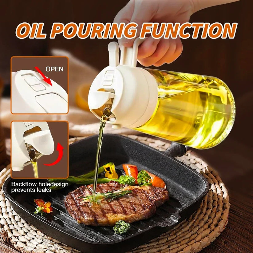 2-in-1 Glass Oil Dispenser & Sprayer – Kitchen Cooking Bottle