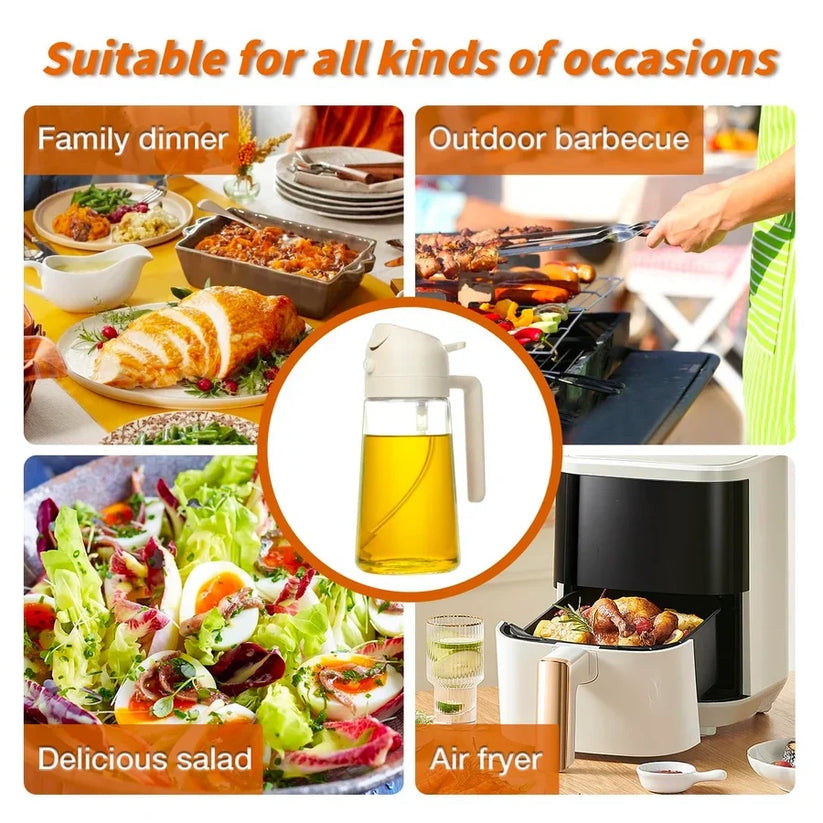 2-in-1 Glass Oil Dispenser & Sprayer – Kitchen Cooking Bottle