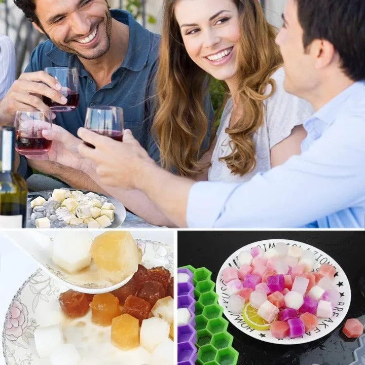 Honeycomb Silicone Ice Cube Tray with Lid – Reusable Freezer Mold