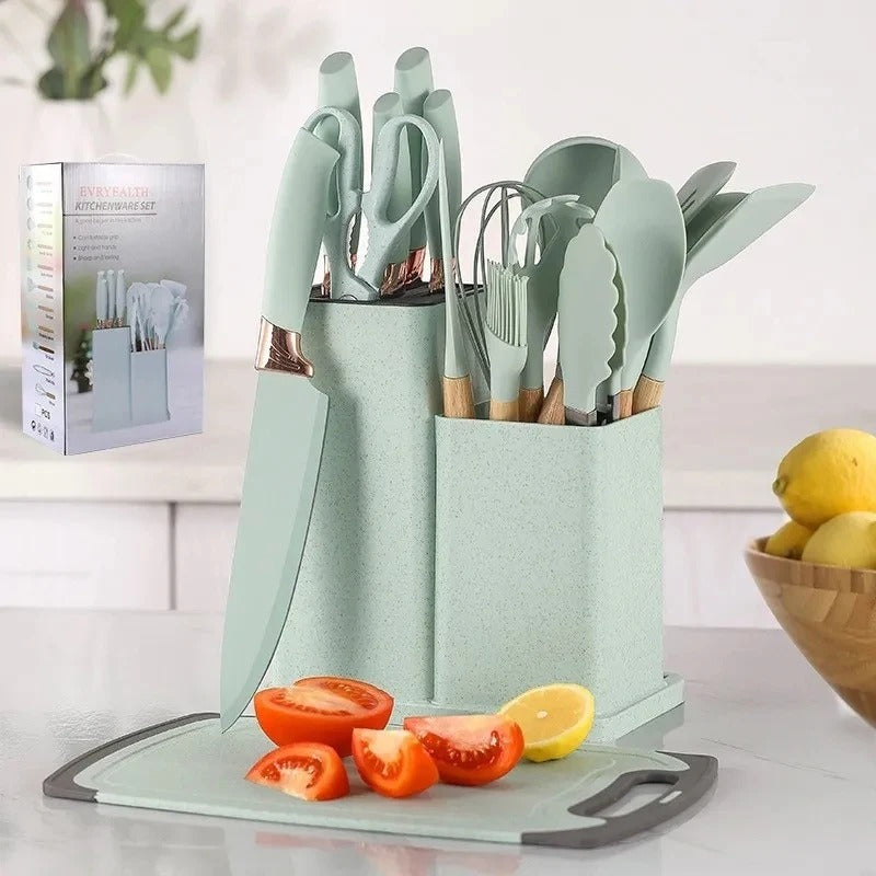 Kitchen Utensils Set (19 pcs) with Knife Block