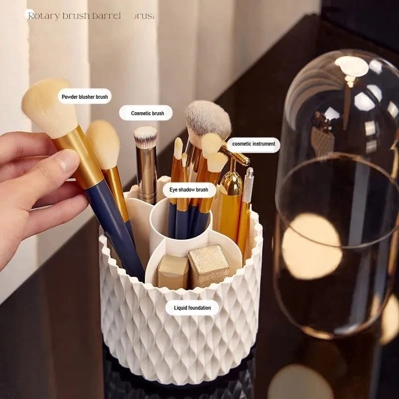 Makeup Brush Holder – Sleek 360° Spinning Stand