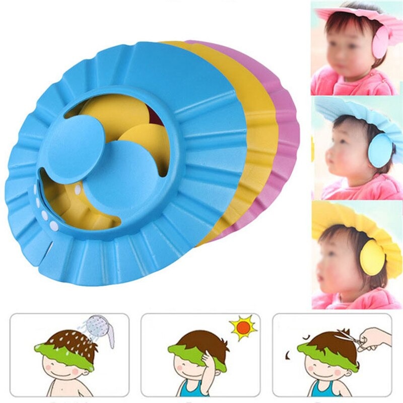 Baby Shower Cap (3 pcs) – Adjustable Bath Hat