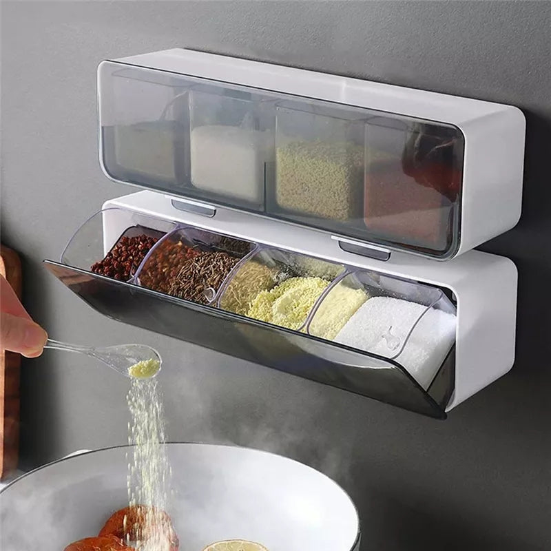 Wall Mounted Seasoning Box – Punch-Free Kitchen Organizer