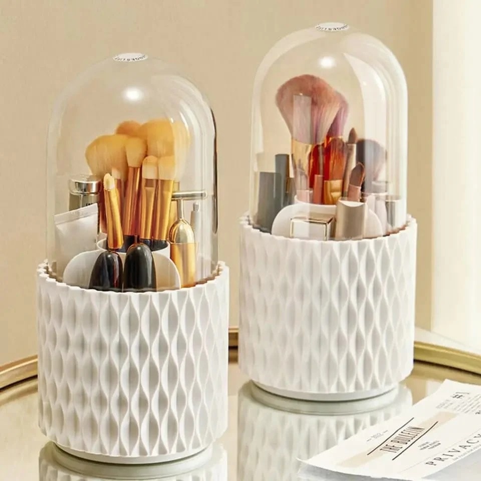 Makeup Brush Holder – Sleek 360° Spinning Stand