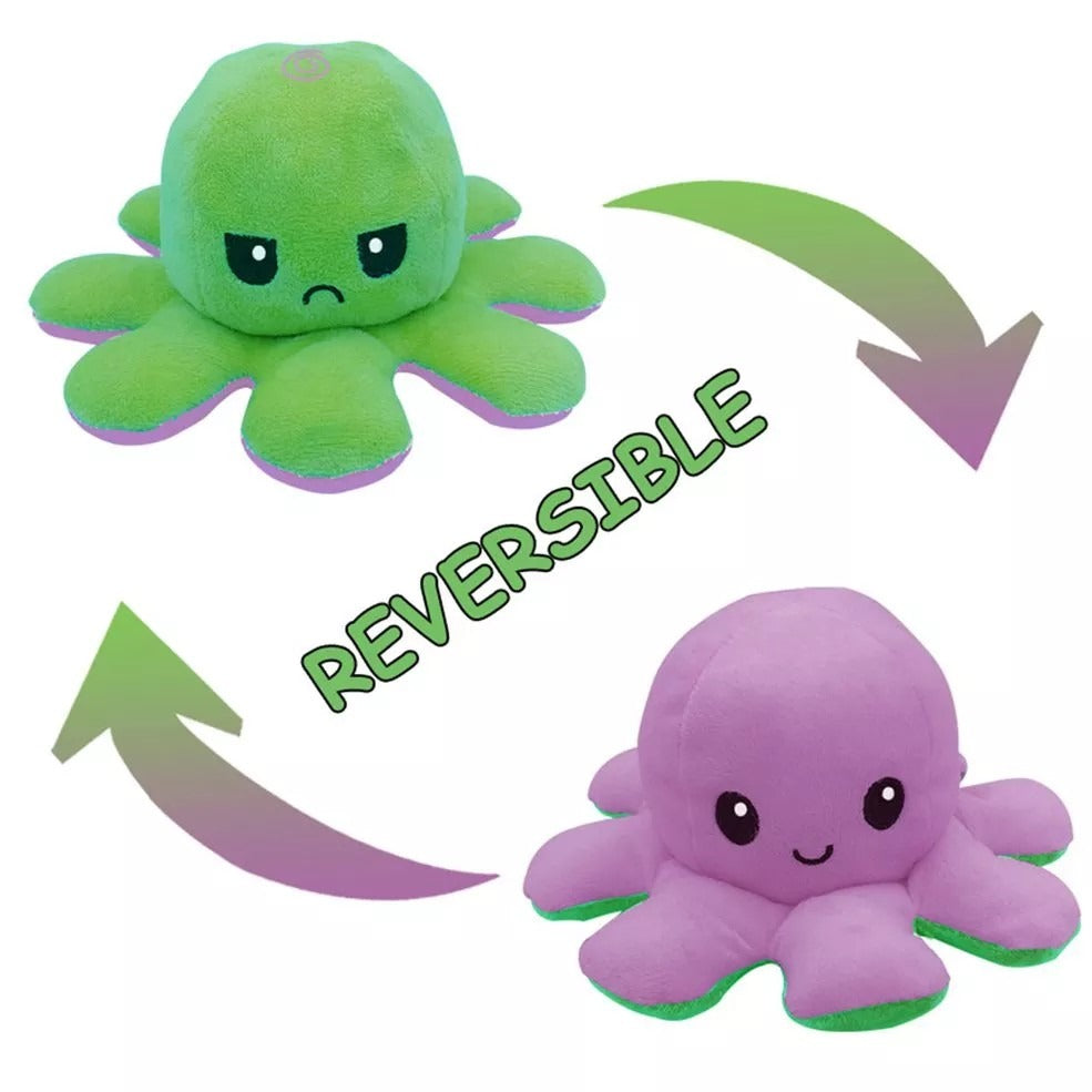 Reversible Octopus Plush Toy – Double-Sided Mood Changing Doll