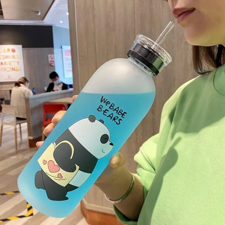 We Bare Bear Frosted Water Bottle 500ml – Cute Portable Bottle