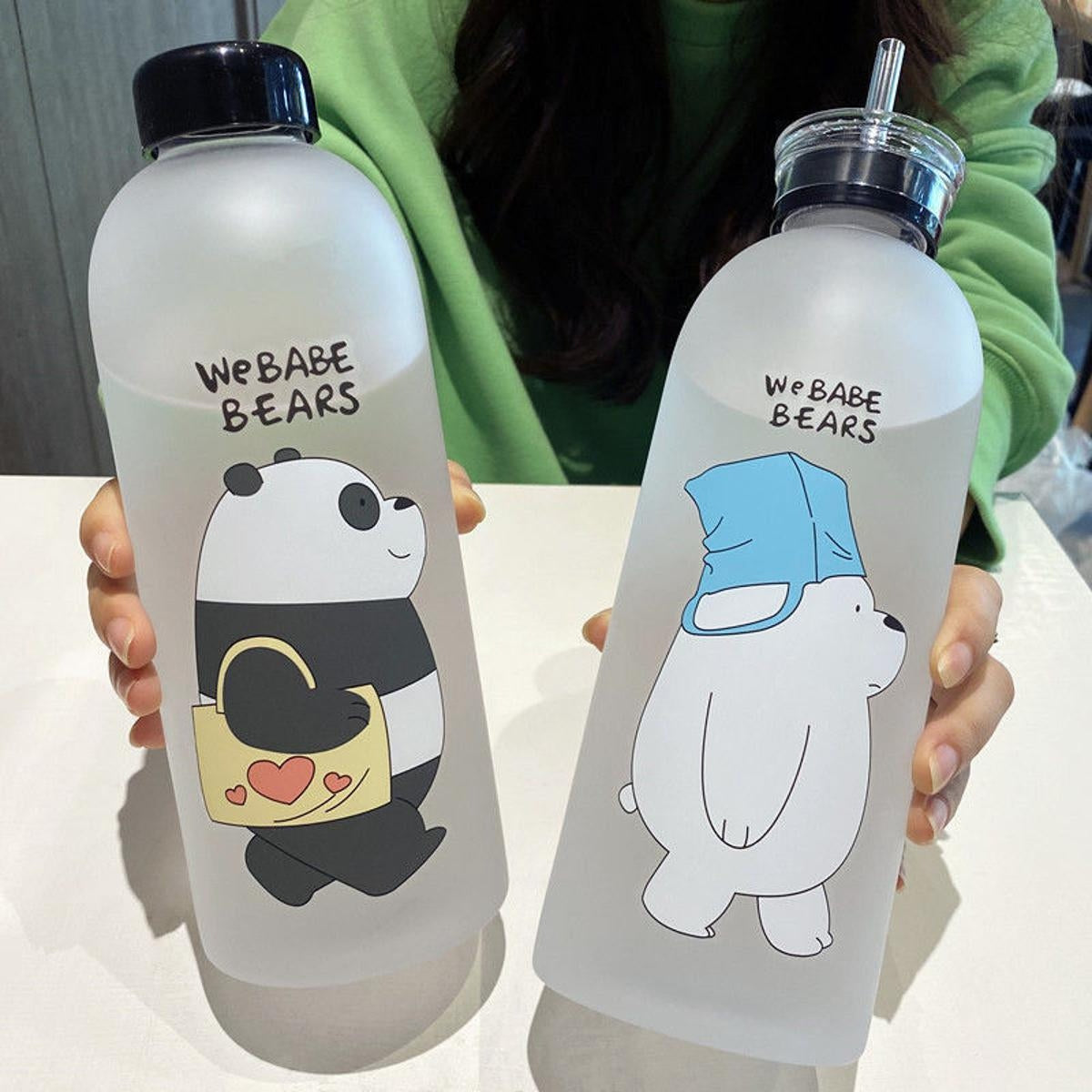 We Bare Bear Frosted Water Bottle 500ml – Cute Portable Bottle