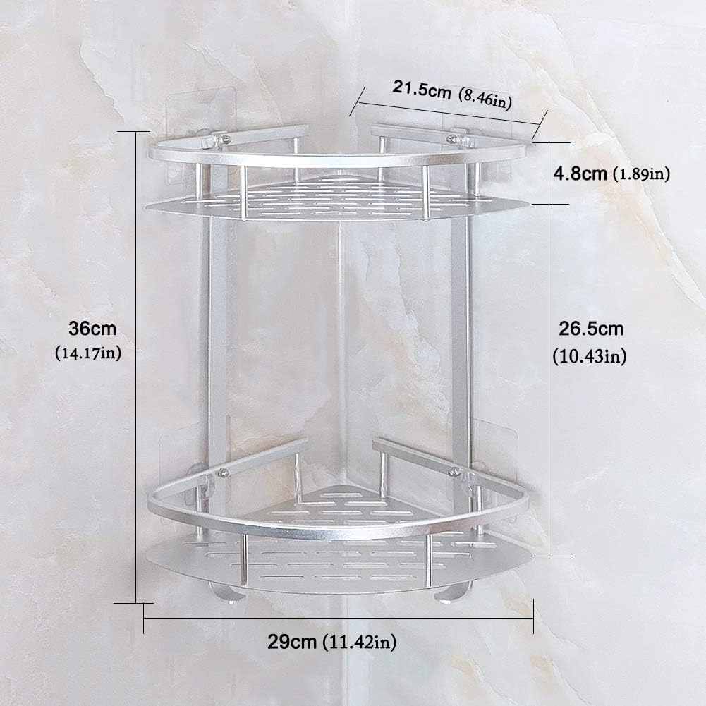 Corner Rack – Aluminum Wall Mounted 2 Layer Bathroom & Kitchen Organizer