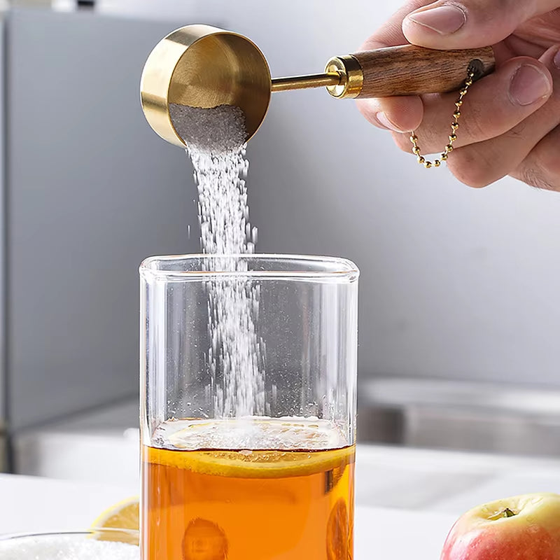 Stainless Steel Measuring Spoons with Wooden Handle – Baking Tools