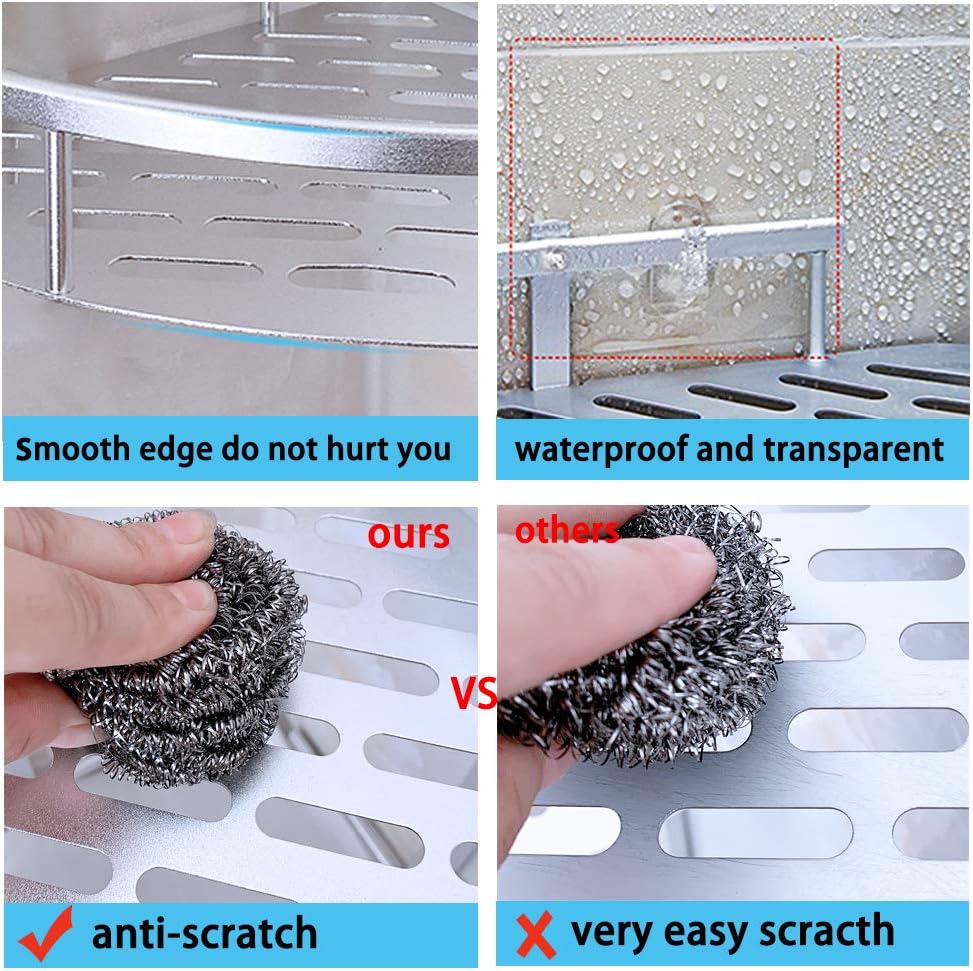 Corner Rack – Aluminum Wall Mounted 2 Layer Bathroom & Kitchen Organizer