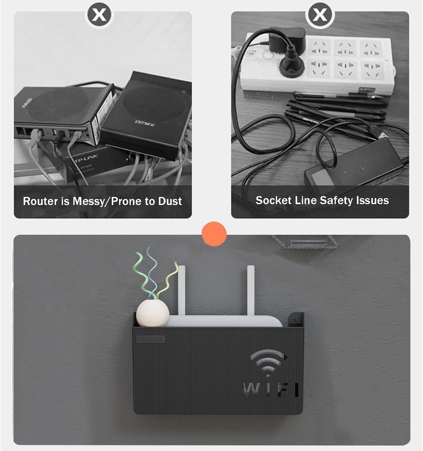 Wall Mounted WiFi Router Storage Box – Cable Organizer Cover