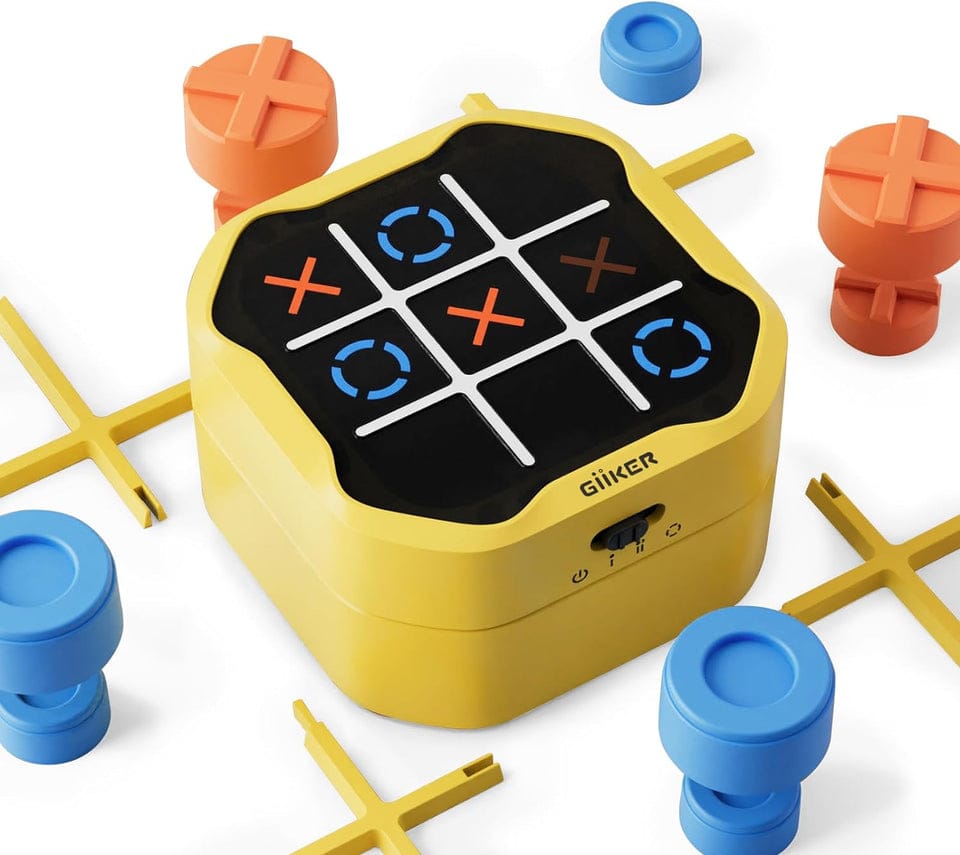 Tic Tac Toe Electric Game – AI Smart Opponent, 2-Player Mode, Memory Flash & Whack-a-Mole Brain Training Game for Kids & Adults