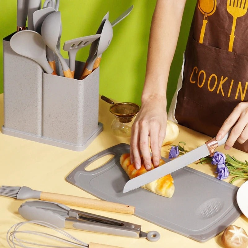 Kitchen Utensils Set (19 pcs) with Knife Block