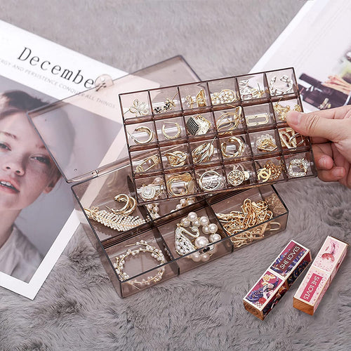 24-Grid Acrylic Jewelry Box – Transparent Storage Organizer