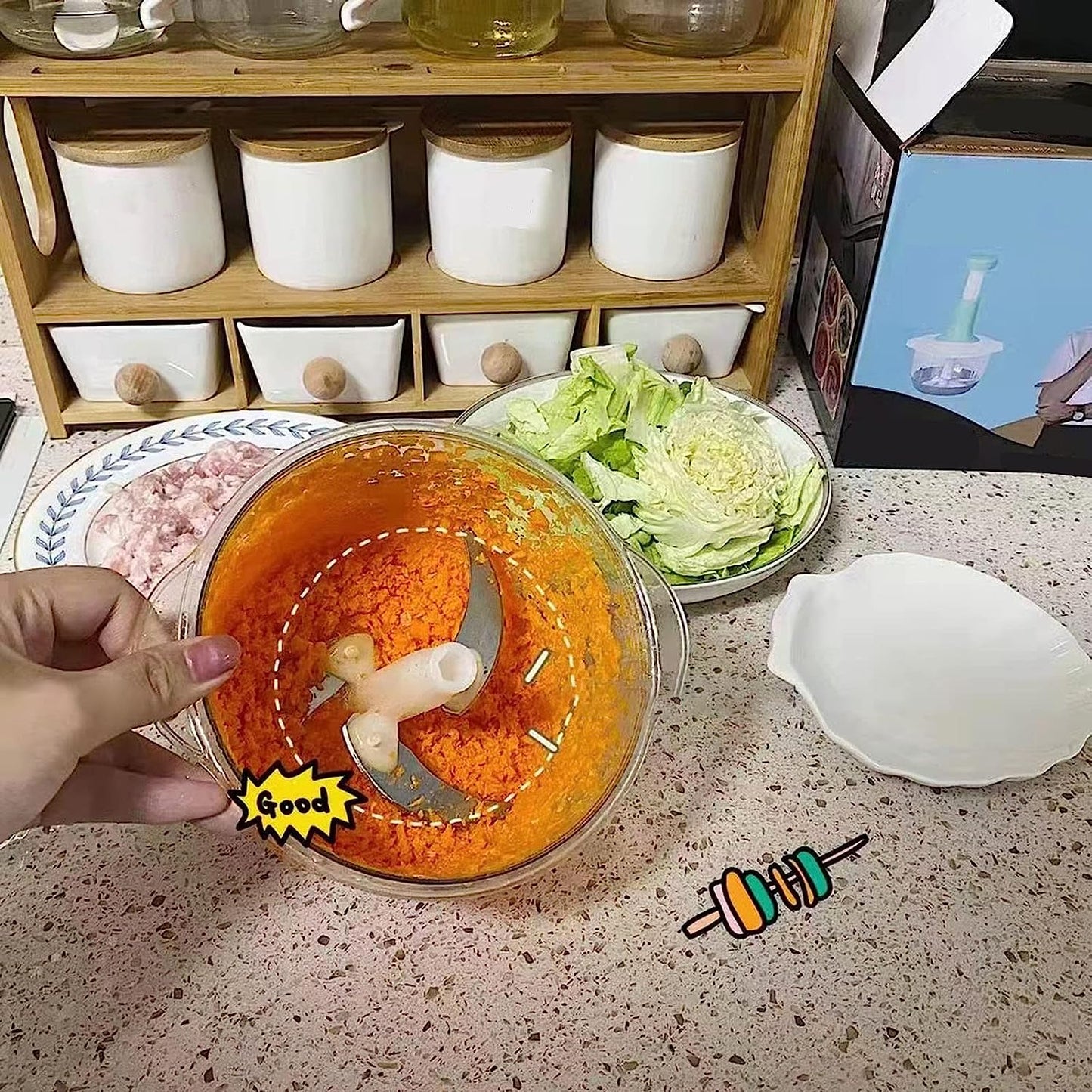 1.5L Manual Food Chopper – Hand Pull Cutter