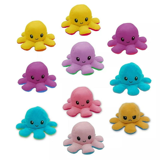 Reversible Octopus Plush Toy – Double-Sided Mood Changing Doll