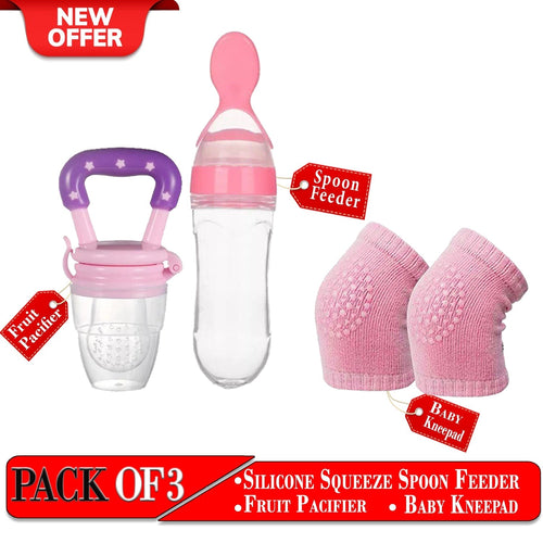 Baby Spoon Feeder + Pacifier + Knee Pad (3-in-1 Deal)